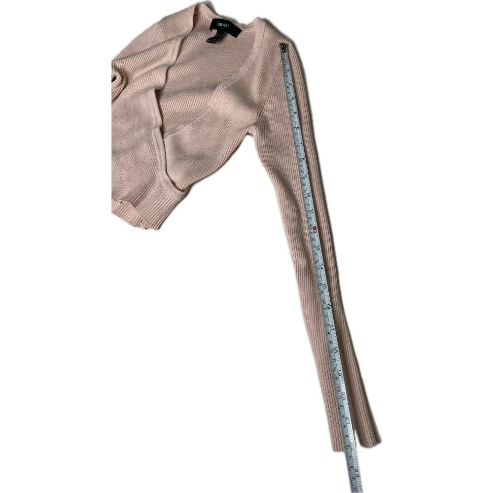 Forever 21 Women’s Knit Ribbed Cropped Crossover Top Blush S - Picture 8 of 8